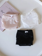Luxury Satin Lace-Trimmed Low-Waist Briefs with Mesh and Cotton Crotch