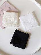 French-Inspired Vintage Cross-Flower Lace Trim Low-Waist Breathable Briefs