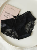 French-Inspired Vintage Panties with Bow Embroidery and Lace Trim