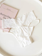 French-Inspired Vintage Panties with Bow Embroidery and Lace Trim