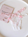 Eyelash Lace Cross-Strap Triangle Panties with Contrasting Colors