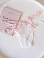 Eyelash Lace Cross-Strap Triangle Panties with Contrasting Colors
