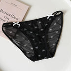 French-Inspired Vintage Panties with Bow Embroidery and Lace Trim