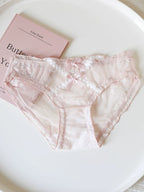French-Inspired Vintage Mesh Panties with Double Bow and Lace Trim