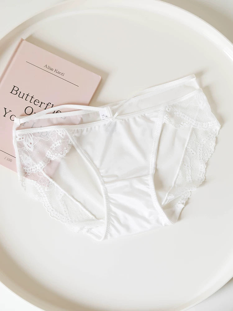 French-Inspired Vintage Mesh Panties with Bow and Lace Trim