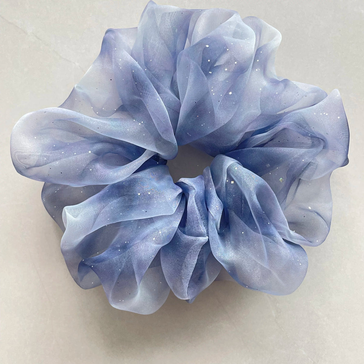 Cute Gradient Blue Mesh Rhinestone Scrunchie Hair Accessory