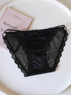 French-Inspired Vintage Panties with Bow Embroidery and Lace Trim