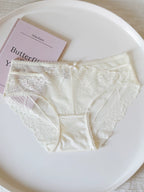 French-Inspired Floral Panties with Bow Embroidery and Lace Trim