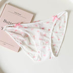 French-Inspired Vintage Panties with Bow Embroidery and Lace Trim