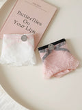French-Style Lace Panties with Heart Cutout and Mesh Trim