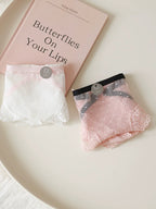 French-Style Lace Panties with Heart Cutout and Mesh Trim