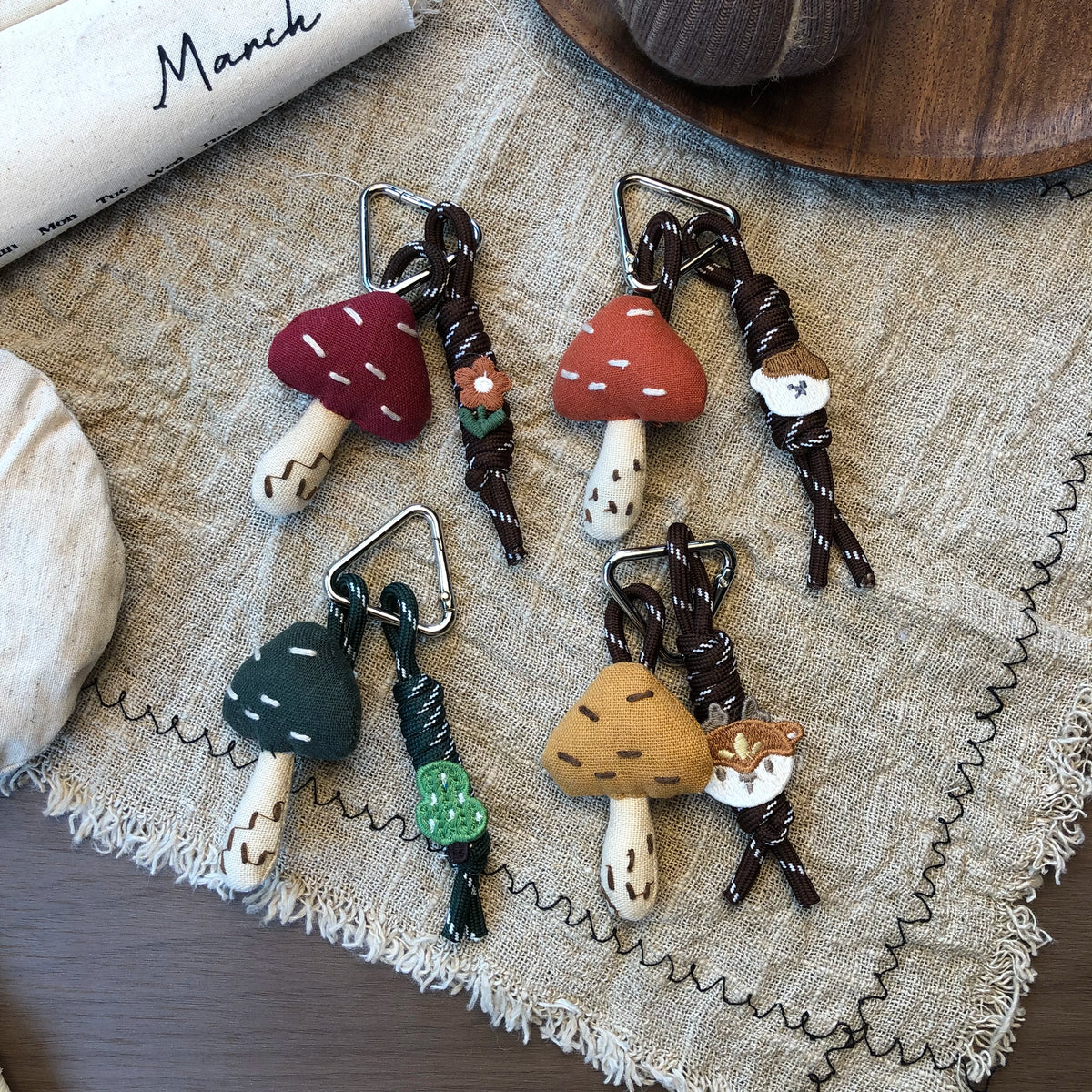Cute Handmade Fabric Forest Mushroom Plant Bag Pendant Accessory
