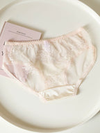 French-Inspired Vintage Panties with Bow Detail and Lace Mesh Trim