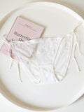 Floral-Inspired Mesh Panties with Tie Sides and Lace Trim