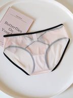 French-Inspired Vintage Mesh Panties with Bow and Lace Trim