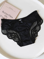 French-Inspired Vintage Panties with Bow Embroidery and Lace Trim