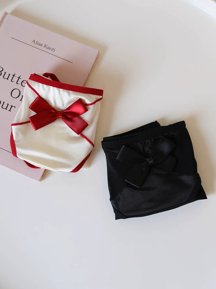 French-Inspired Vintage Mesh Panties with Bow and Lace Trim