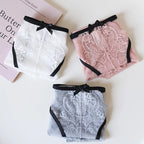 French-Inspired Low-Waist Mesh Panties with Bow and Lace Trim
