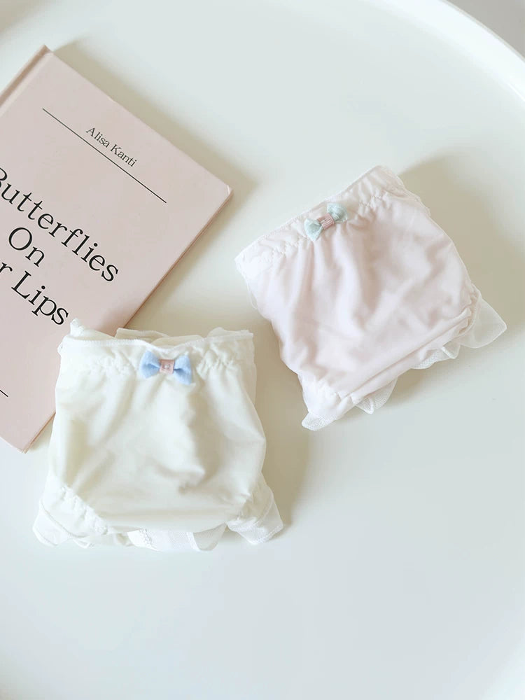 Sweet Ice Silk Panties with Bow Detail and Pure Cotton Crotch