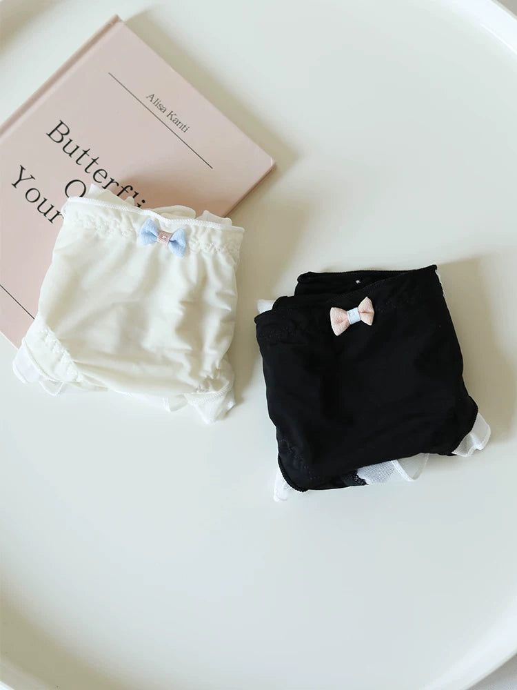 Sweet Ice Silk Panties with Bow Detail and Pure Cotton Crotch
