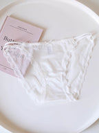 French-Inspired Vintage Panties with Bow Embroidery and Lace Trim