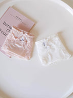 French-Inspired Vintage Panties with Bow Embroidery and Lace Trim