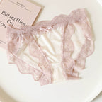 French-Inspired Vintage Lace Panties with Low Waist and Bow Trim