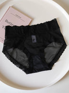 French-Inspired Vintage Mesh Panties with Lace Trim and Cotton Crotch