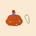 Cute Handmade Cowhide Leather Halloween Pumpkin Keychain Accessory