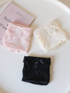 French-Inspired Vintage Mesh Panties with V-Waist and Lace Trim