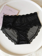 French-Inspired Luxury Silky Satin Panties with Bow and Lace Trim