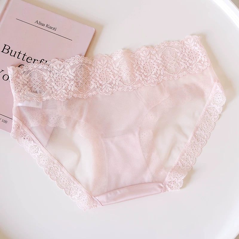 French-Inspired Vintage Sexy Panties with Lace Trim