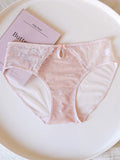 French-Inspired Vintage Mesh Panties with Velvet Bow and Lace Trim