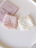 Luxury Low-Waist Satin Panties with Lace Mesh and Pure Cotton Crotch