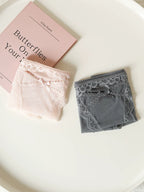 French-Inspired Vintage Mesh Panties with Bow and Lace Trim