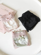 French-Inspired Vintage Lace Panties with Low Waist and Bow Trim