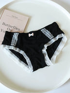 Sweet Ice Silk Panties with Bow Detail and Pure Cotton Crotch