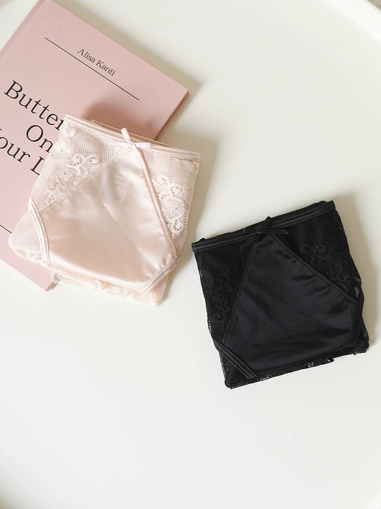 French-Inspired Vintage Panties with Lace Mesh and Cotton Crotch