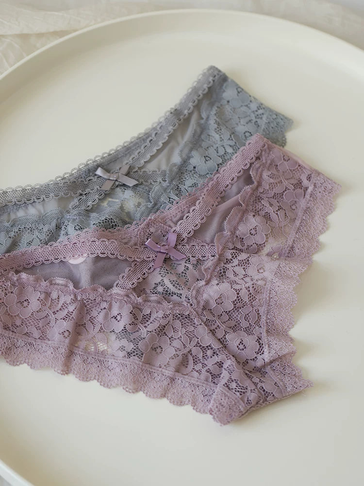 French-Inspired Vintage Sexy Panties with Thin Straps and Lace Trim