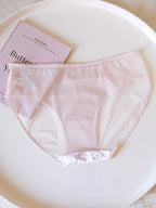 French-Inspired Vintage Mesh Panties with Velvet Bow and Lace Trim