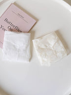 French-Inspired Vintage Cross-Flower Lace Trim Low-Waist Breathable Briefs