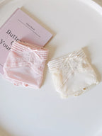 French-Inspired Vintage Mesh Panties with V-Waist and Lace Trim