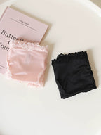 French-Inspired Vintage Satin Panties with Bow Leg Ring and Lace Trim