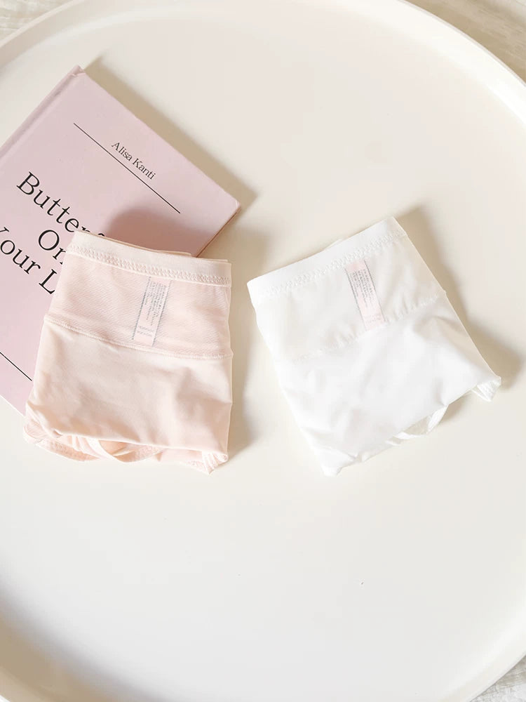 Simple Ice Silk Mesh Mid-Waist Panties with Breathable Cotton Crotch