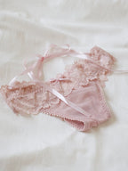 French-Inspired Vintage Low-Waist Triangle Hollow Bow Lace Panties