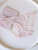 French-Inspired Vintage Panties with Bow Embroidery and Lace Trim