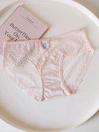 Breathable Floral Lace Low-Rise Panties with Cotton Crotch