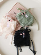 French-Inspired Low-Waist Sheer Mesh Panties with Ribbon Bow and Lace Trim