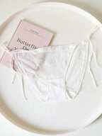 Floral-Inspired Mesh Panties with Tie Sides and Lace Trim