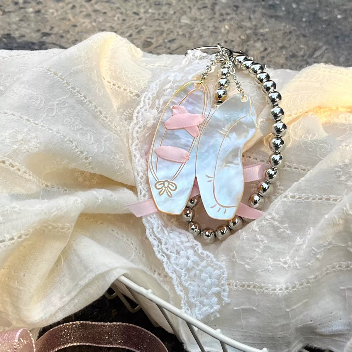 Ballet Shoes Bag Charm Keychain Pendant